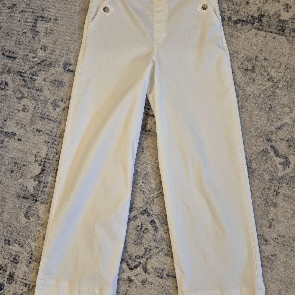 SPANX Twill Cropped Wide Leg Pant Bright White Size M - Picture 5 of 6